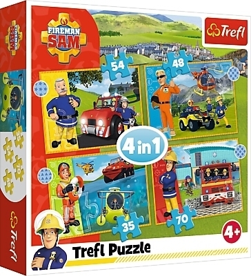 Cover: 5900511343878 | Feuerwehrmann Sam zur Rettung, 4 in 1 Puzzle (Kinderpuzzle) | Spiel