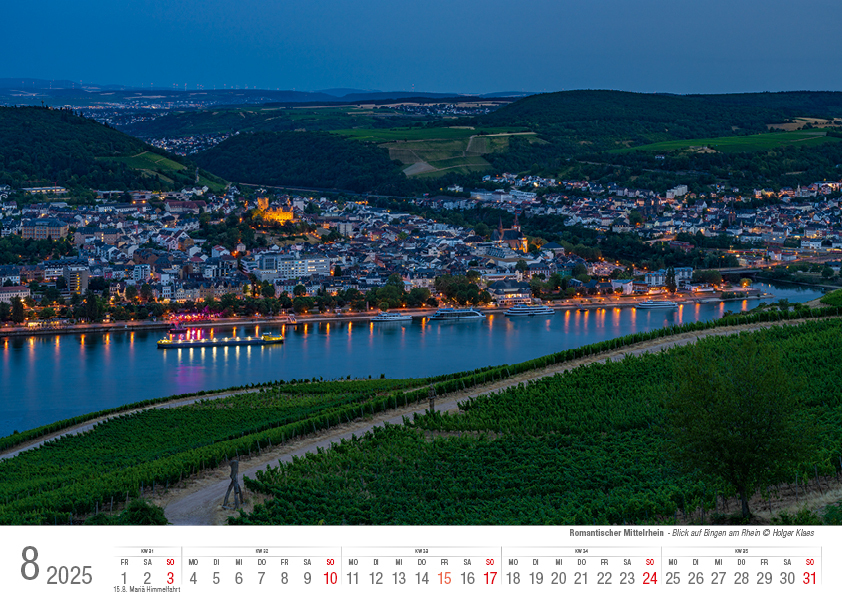 Bild: 9783965352087 | Romantischer Mittelrhein 2025 Bildkalender A4 quer, spiralgebunden