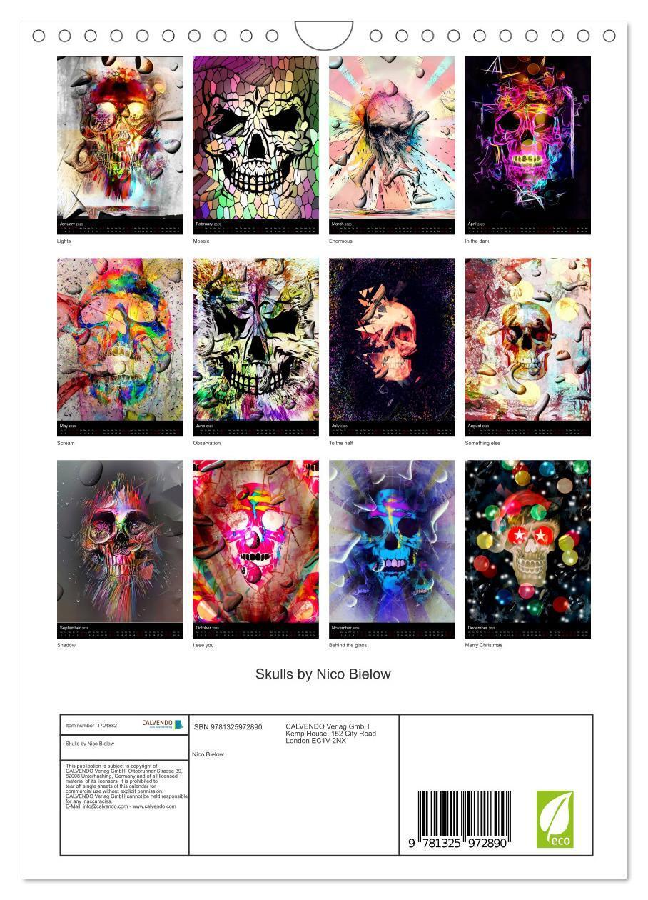 Bild: 9781325972890 | Skulls by Nico Bielow (Wall Calendar 2025 DIN A4 portrait),...