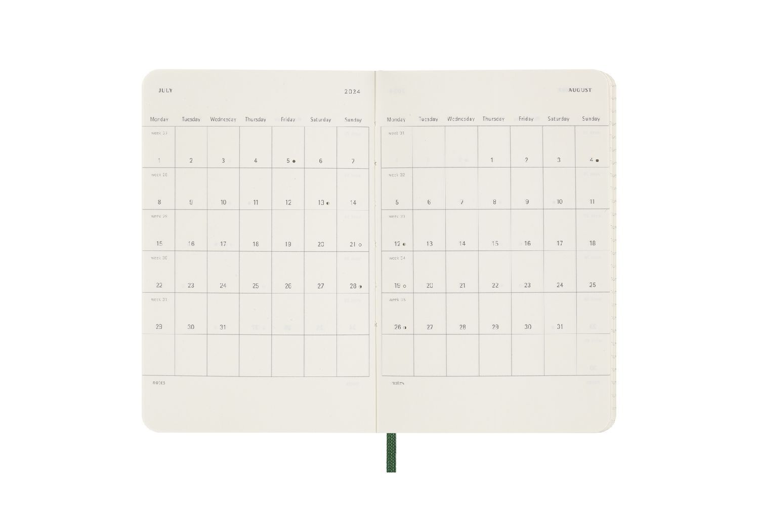 Bild: 8056598857320 | Moleskine 12 Monate Tageskalender 2024, Pocket/A6, Myrtengrün | Buch