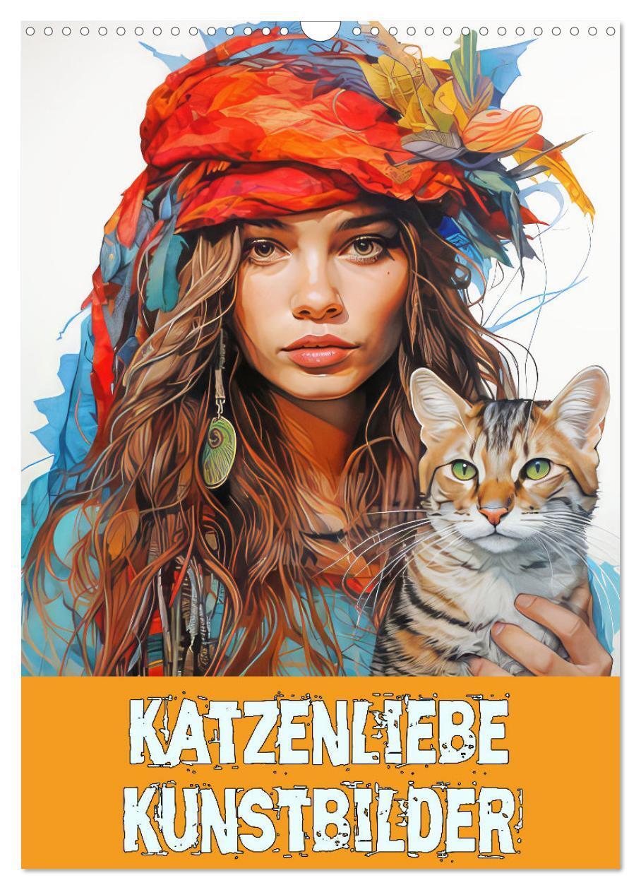 Cover: 9783383739248 | Katzenliebe Kunstbilder (Wandkalender 2024 DIN A3 hoch), CALVENDO...