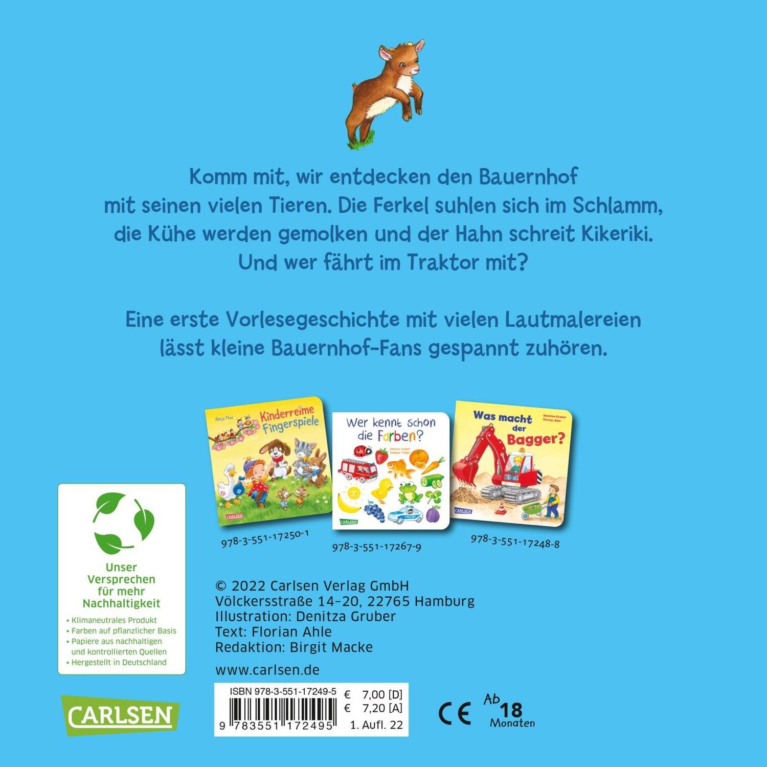 Rückseite: 9783551172495 | Mein erstes Bauernhofbuch | Florian Ahle | Buch | 16 S. | Deutsch
