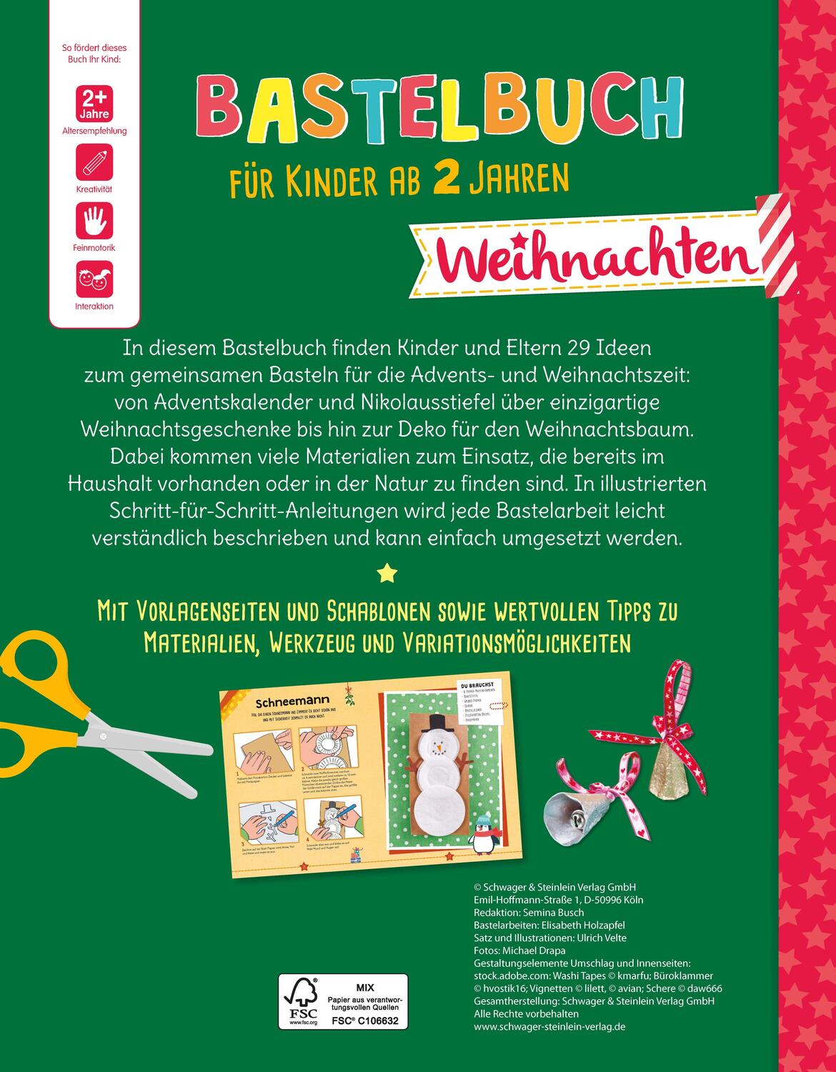 Rückseite: 9783849929541 | Bastelbuch für Kinder ab 2 Jahren Weihnachten | Elisabeth Holzapfel