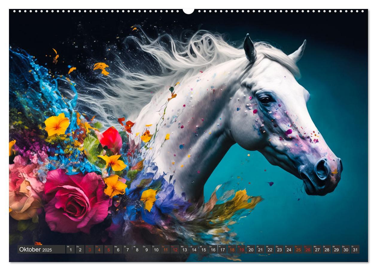 Bild: 9783383912757 | Pferde und Blumen (Wandkalender 2025 DIN A2 quer), CALVENDO...