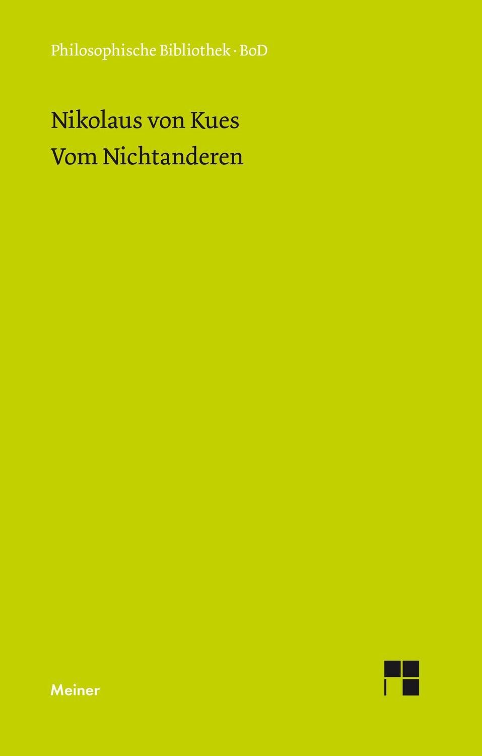 Cover: 9783787307432 | Schriften in deutscher Übersetzung / Vom Nichtanderen | Kues | Buch