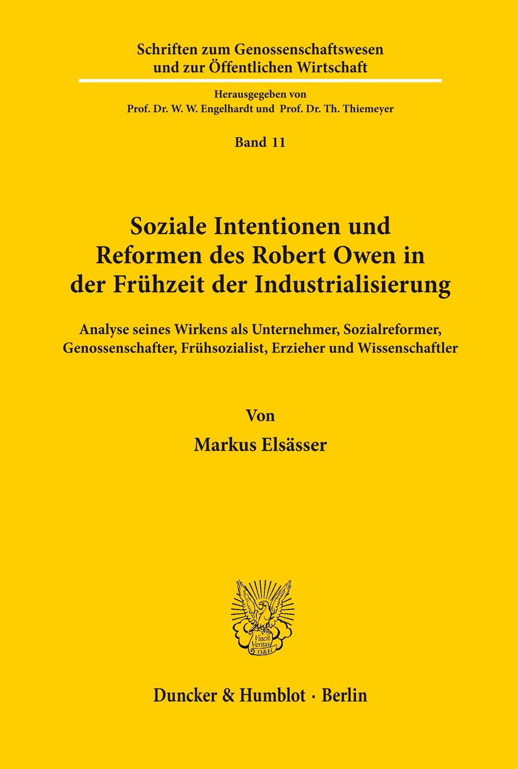 Cover: 9783428056217 | Soziale Intentionen und Reformen des Robert Owen in der Frühzeit...
