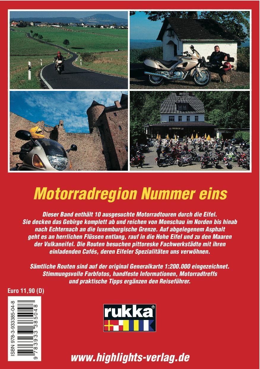 Rückseite: 9783933385048 | Eifel. Motorrad-Reiseführer | Sylva Harasim (u. a.) | Taschenbuch