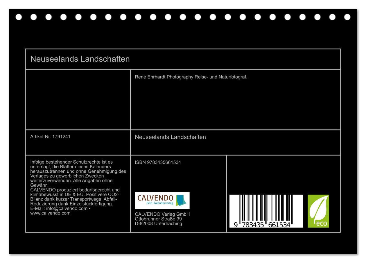 Bild: 9783435661534 | Neuseelands Landschaften (Tischkalender 2025 DIN A5 quer), CALVENDO...