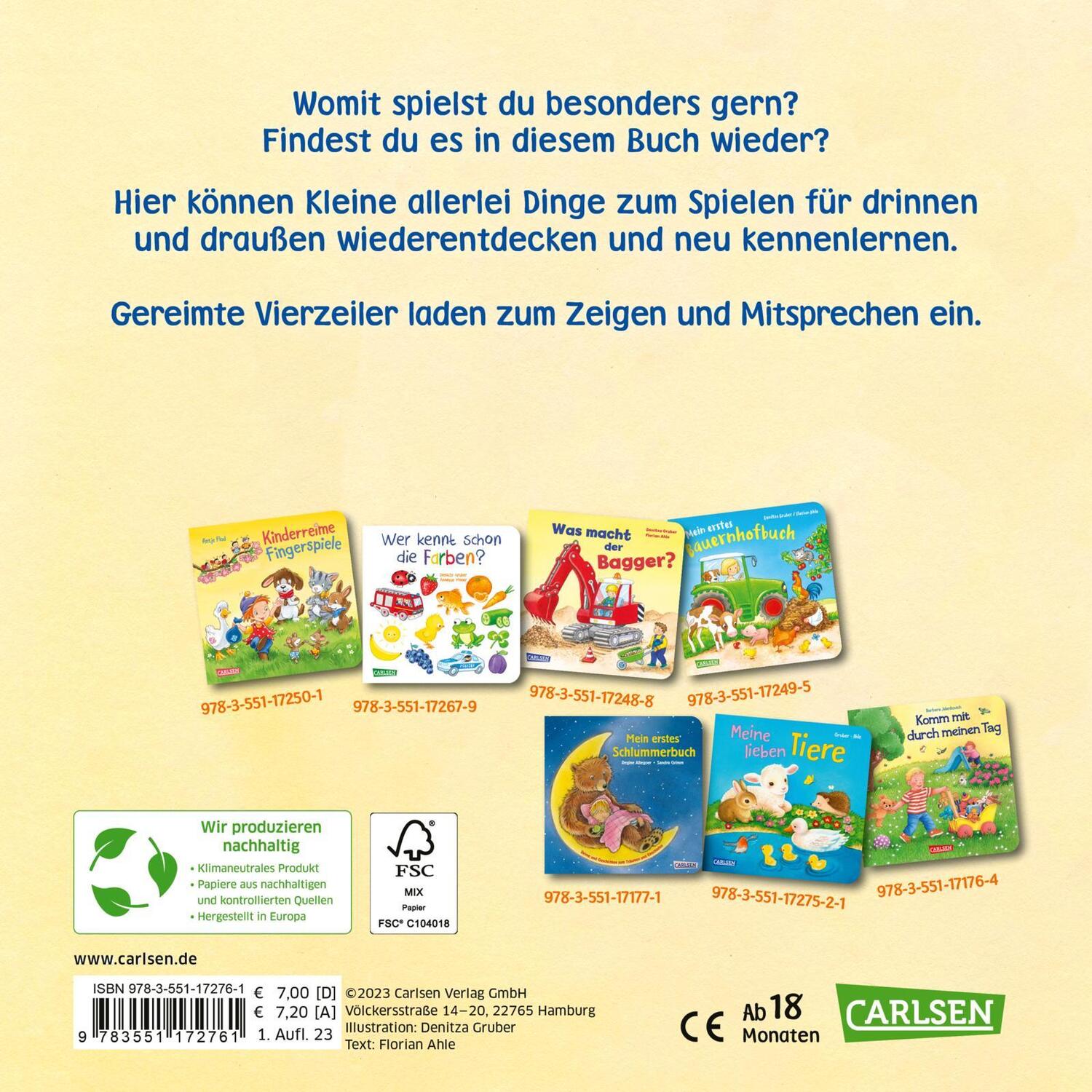 Rückseite: 9783551172761 | Schau mal, meine bunten Spielsachen | Florian Ahle | Buch | Deutsch