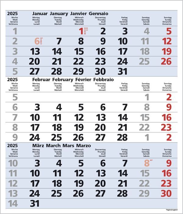 Bild: 9783731877547 | 3-Monats-Planer Comfort Blau 2025 | Korsch Verlag | Kalender | 12 S.