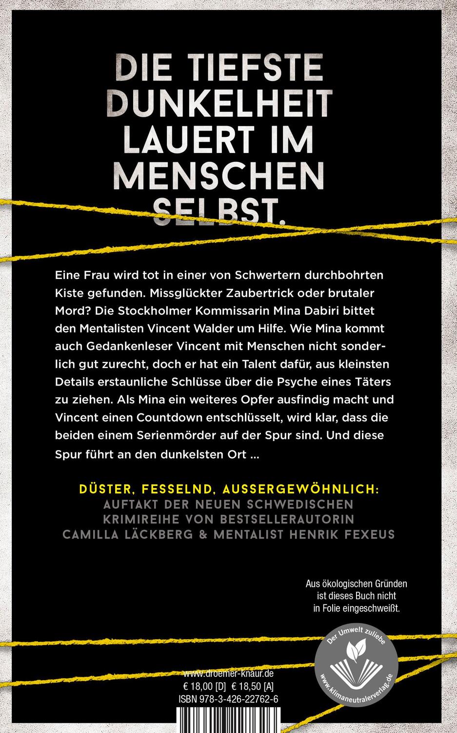 Rückseite: 9783426227626 | Schwarzlicht | Kriminalroman | Camilla Läckberg (u. a.) | Buch | 2022