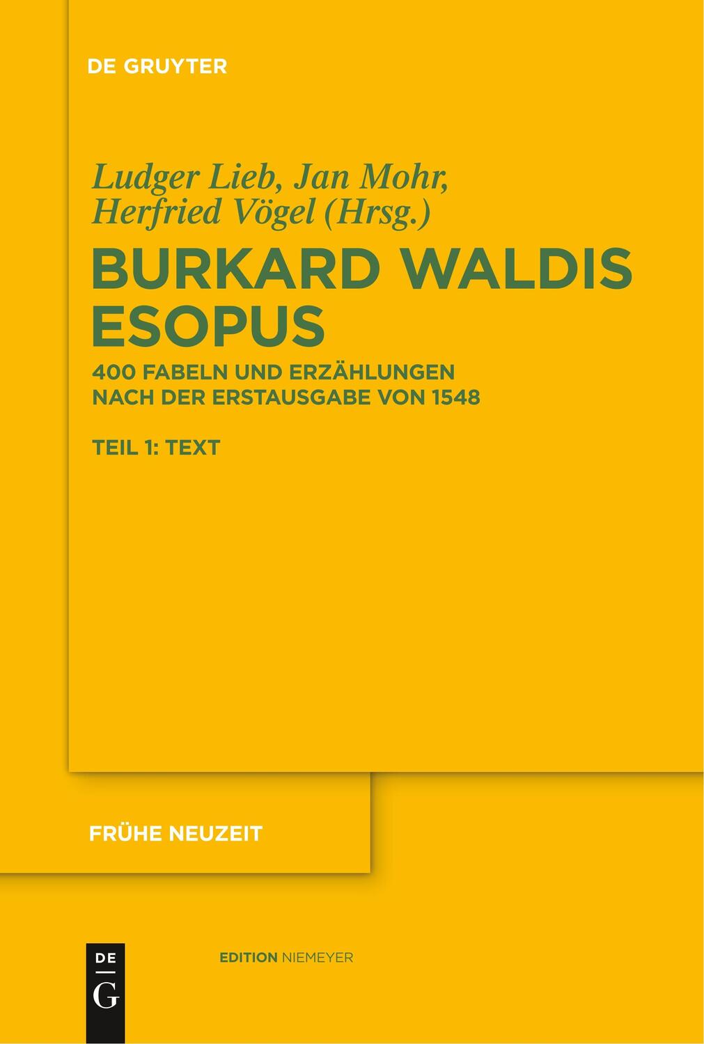 Cover: 9783110577846 | Burkard Waldis: Esopus | Ludger Lieb (u. a.) | Taschenbuch | ISSN