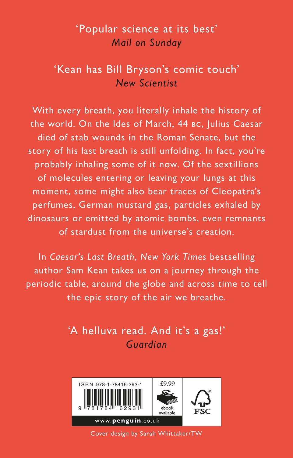 Rückseite: 9781784162931 | Caesar's Last Breath | The Epic Story of The Air Around Us | Sam Kean