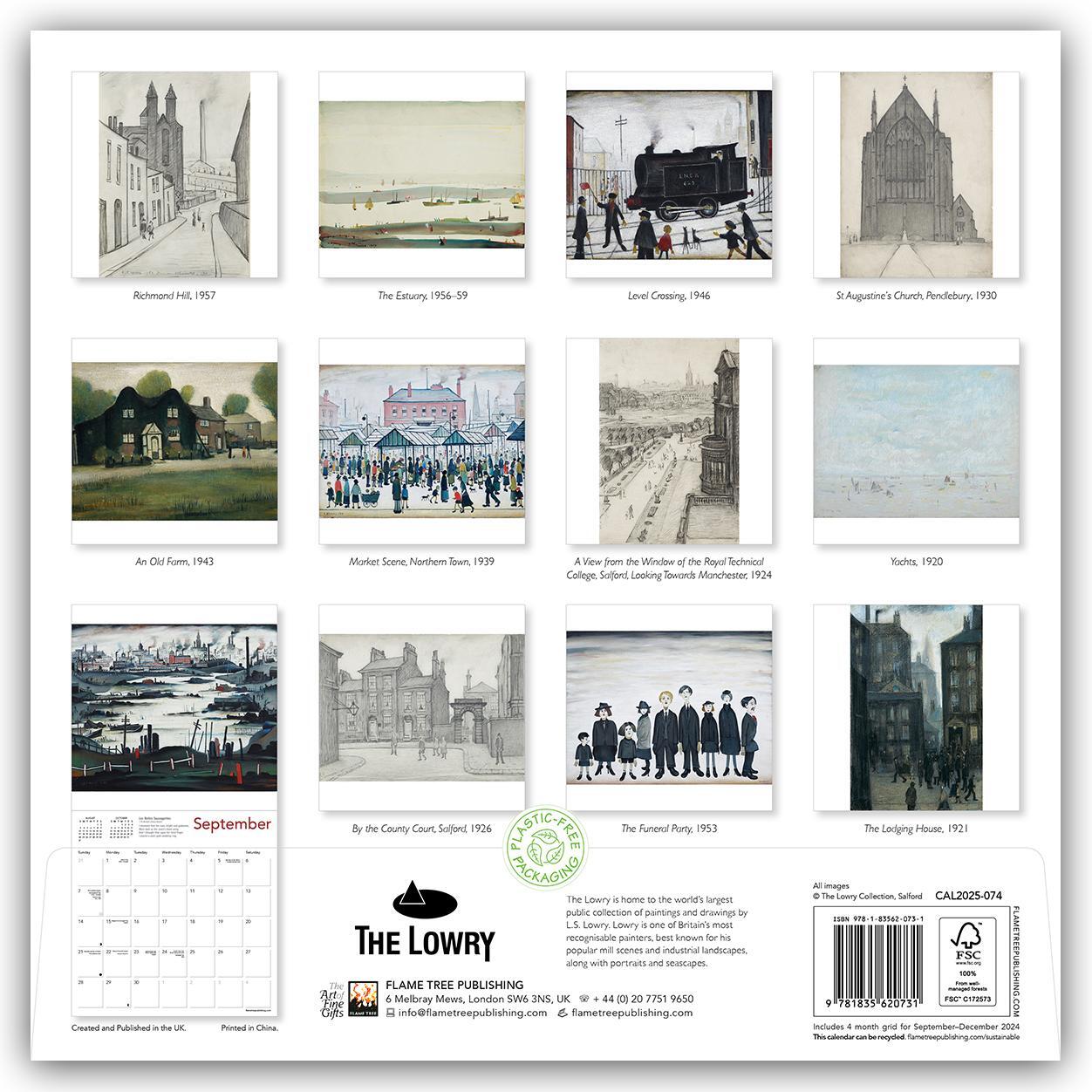 Rückseite: 9781835620731 | L. S. Lowry 2025 | Original Flame Tree Publishing-Kalender [Kalender]