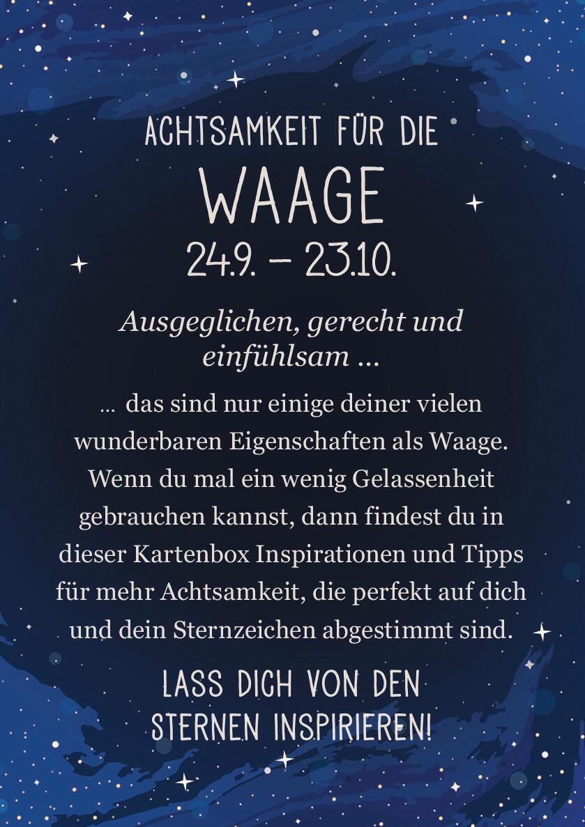 Rückseite: 9783845849713 | Achtsamkeit für die Waage | 50 Astro-Kärtchen | Taschenbuch | 51 S.