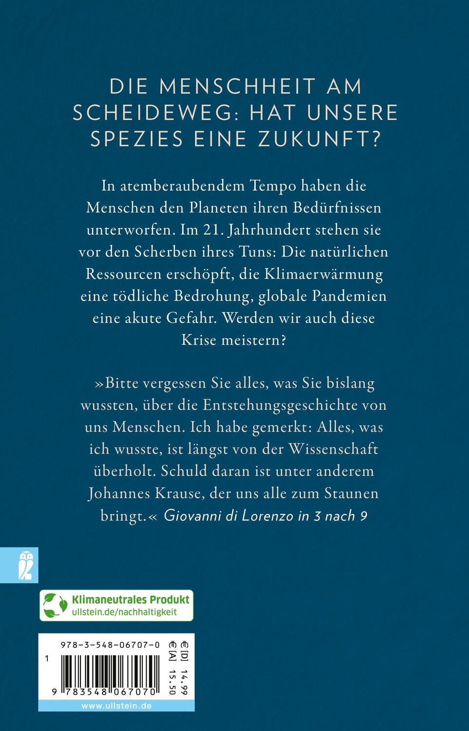 Rückseite: 9783548067070 | Hybris | Johannes Krause (u. a.) | Taschenbuch | 352 S. | Deutsch