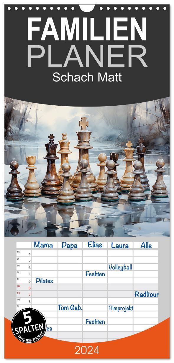 Cover: 9783383701542 | Familienplaner 2024 - Schach Matt mit 5 Spalten (Wandkalender, 21 x...