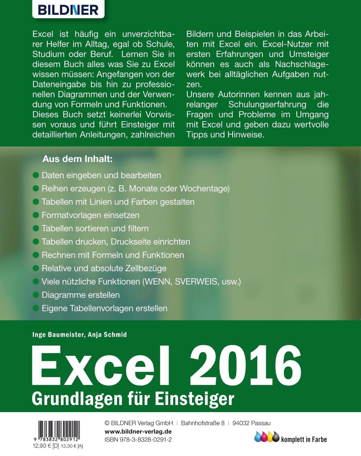 Rückseite: 9783832802912 | Excel 2016 - Grundlagen für Einsteiger | Anja Schmid (u. a.) | Buch