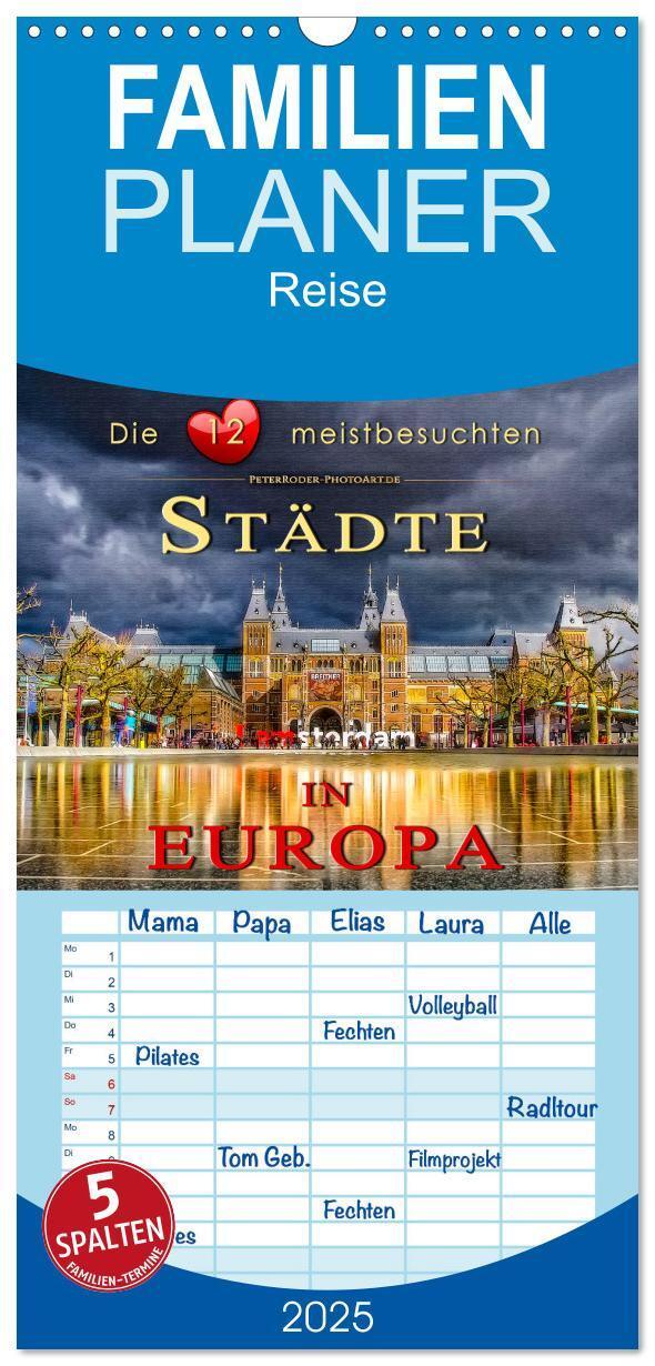 Cover: 9783457125366 | Familienplaner 2025 - Die 12 meistbesuchten Städte in Europa mit 5...