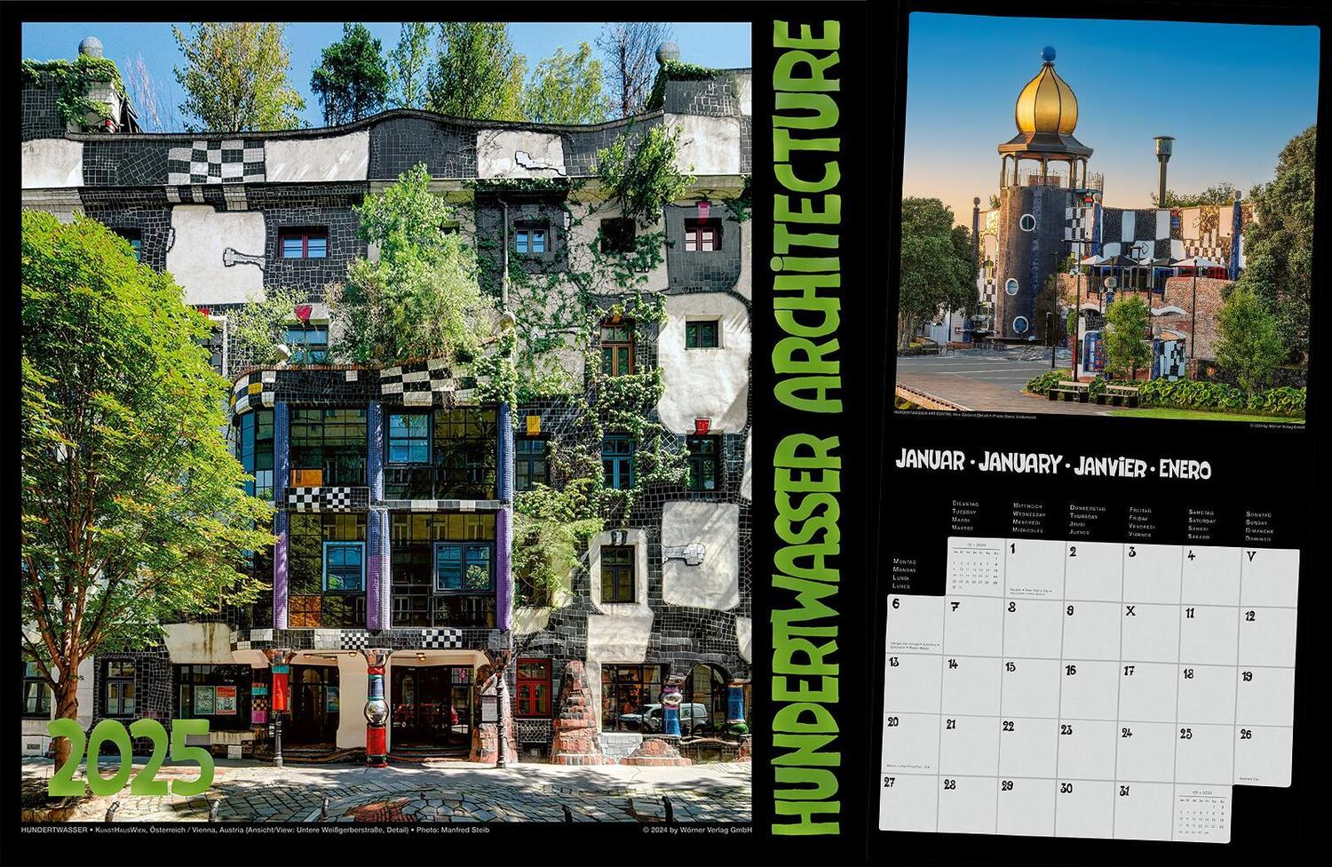 Cover: 9783910430150 | Hundertwasser Broschürenkalender Architektur 2025 | Wörner Verlag GmbH