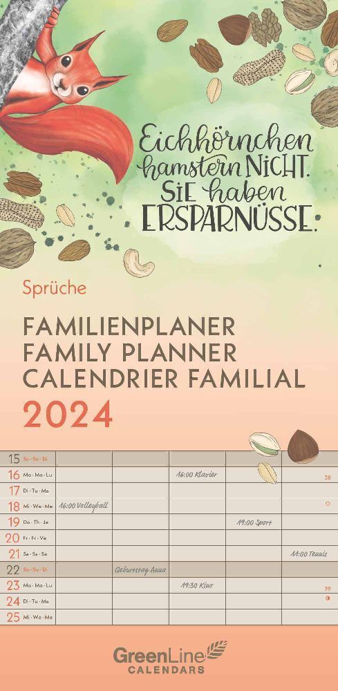 Cover: 4002725981479 | GreenLine Sprüche 2024 Familienplaner -Wandkalender -...