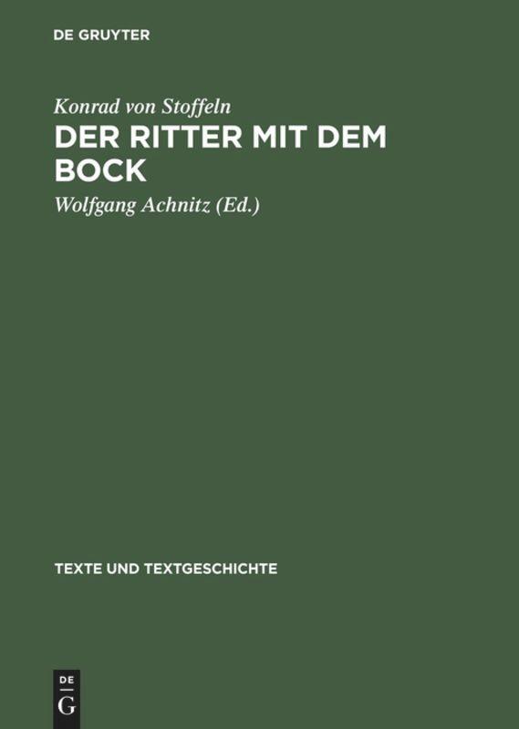 Cover: 9783484360464 | Der Ritter mit dem Bock | Konrad von Stoffeln | Buch | ISSN | VIII