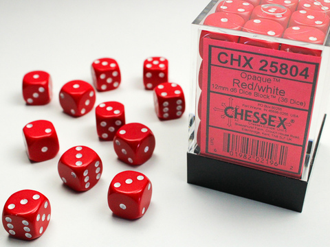 Cover: 601982021962 | Opaque 12mm d6 Red/white Dice Block™ (36 dice) | deutsch | Chessex