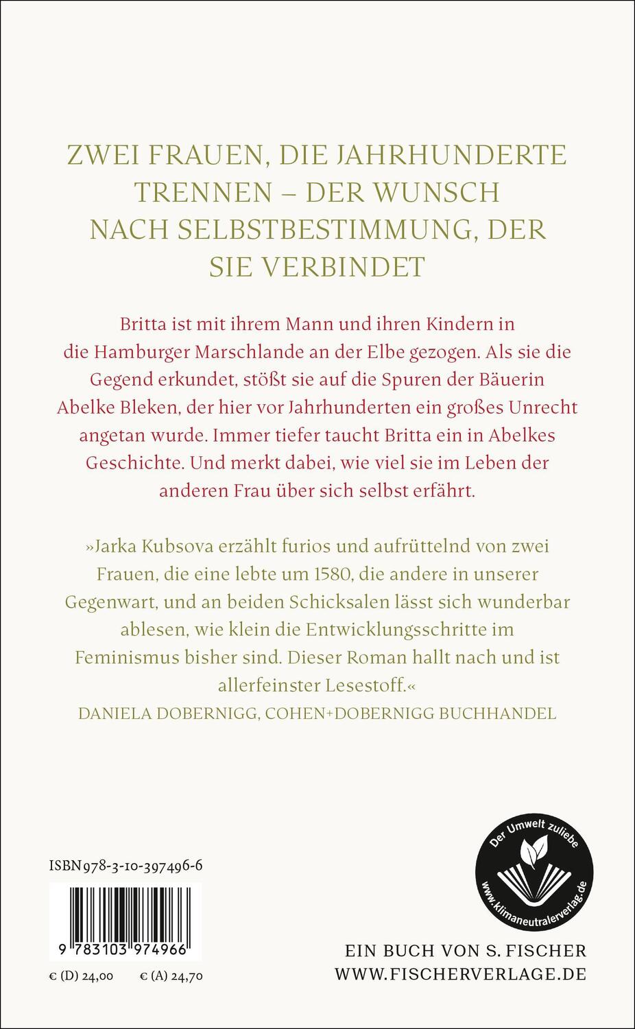 Rückseite: 9783103974966 | Marschlande | Roman | Jarka Kubsova | Buch | 316 S. | Deutsch | 2023