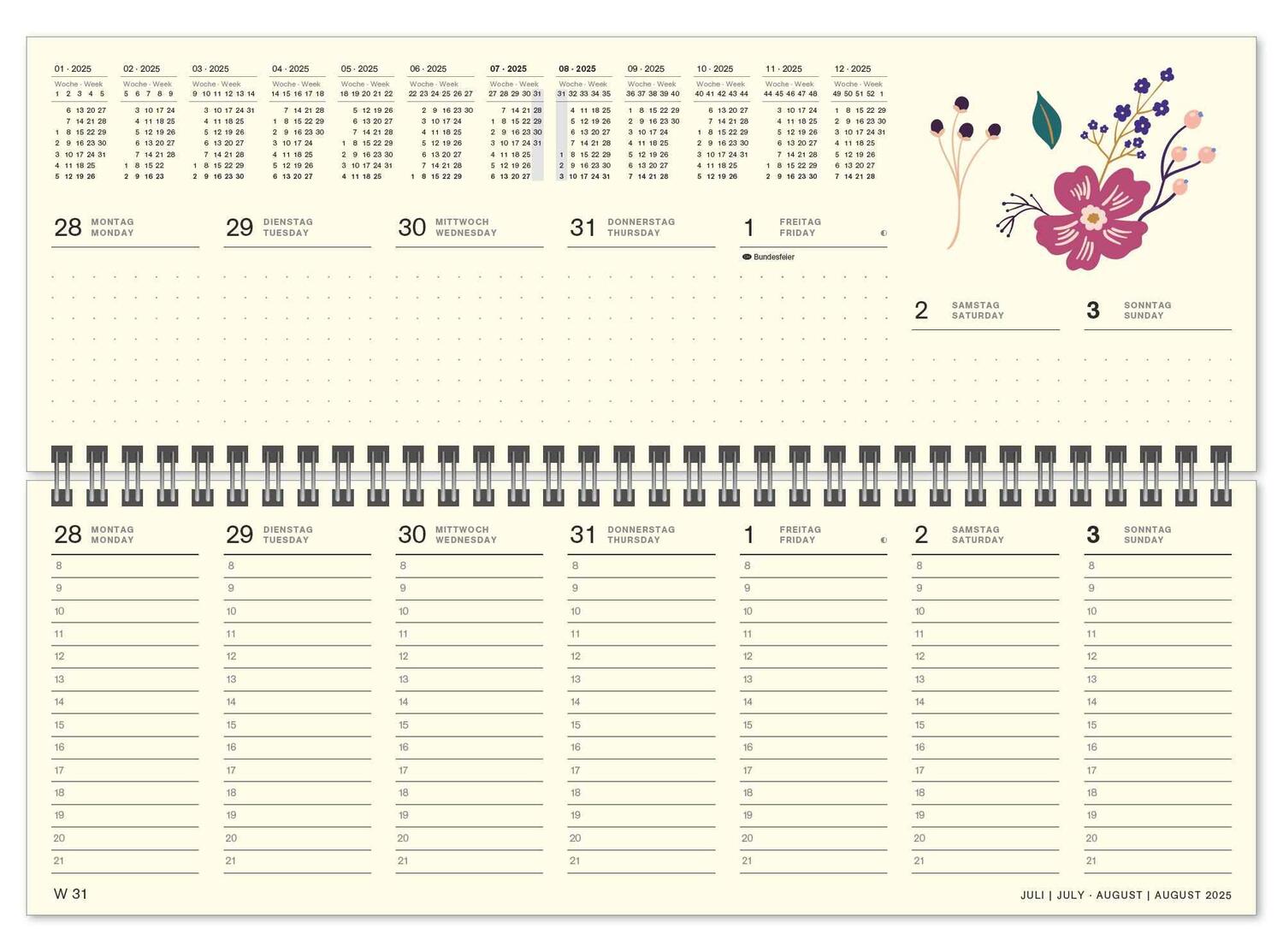 Bild: 4250809653556 | Tischquerkalender Blumenwiese 2025 - hübsches Blumendesign - 29,7 x...