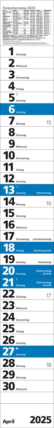 Bild: 9783731879572 | Streifenplaner Praktika Blau 2025 | Verlag Korsch | Kalender | 12 S.