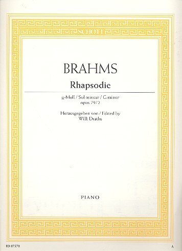 Cover: 9790001090148 | Rhapsodie G Opus 72 No.2 | Johannes Brahms | Buch | Schott Music