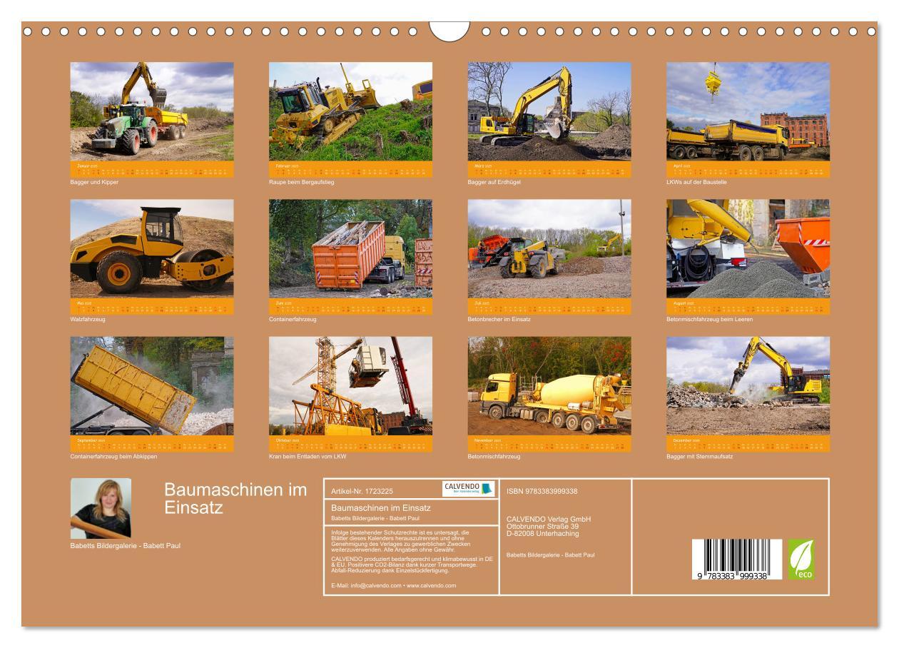 Bild: 9783383999338 | Baumaschinen im Einsatz (Wandkalender 2025 DIN A3 quer), CALVENDO...