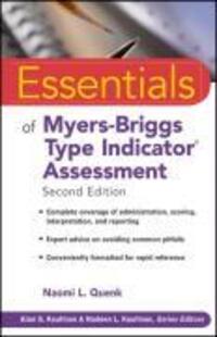 Cover: 9780470343906 | Essentials of Myers-Briggs Type Indicator Assessment | Naomi L. Quenk