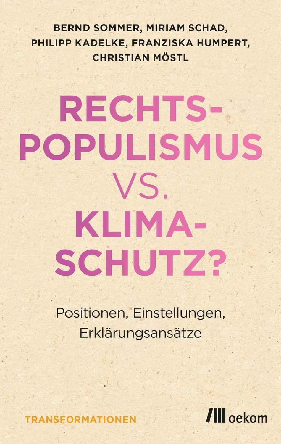 Cover: 9783962383602 | Rechtspopulismus vs. Klimaschutz? | Bernd Sommer (u. a.) | Taschenbuch