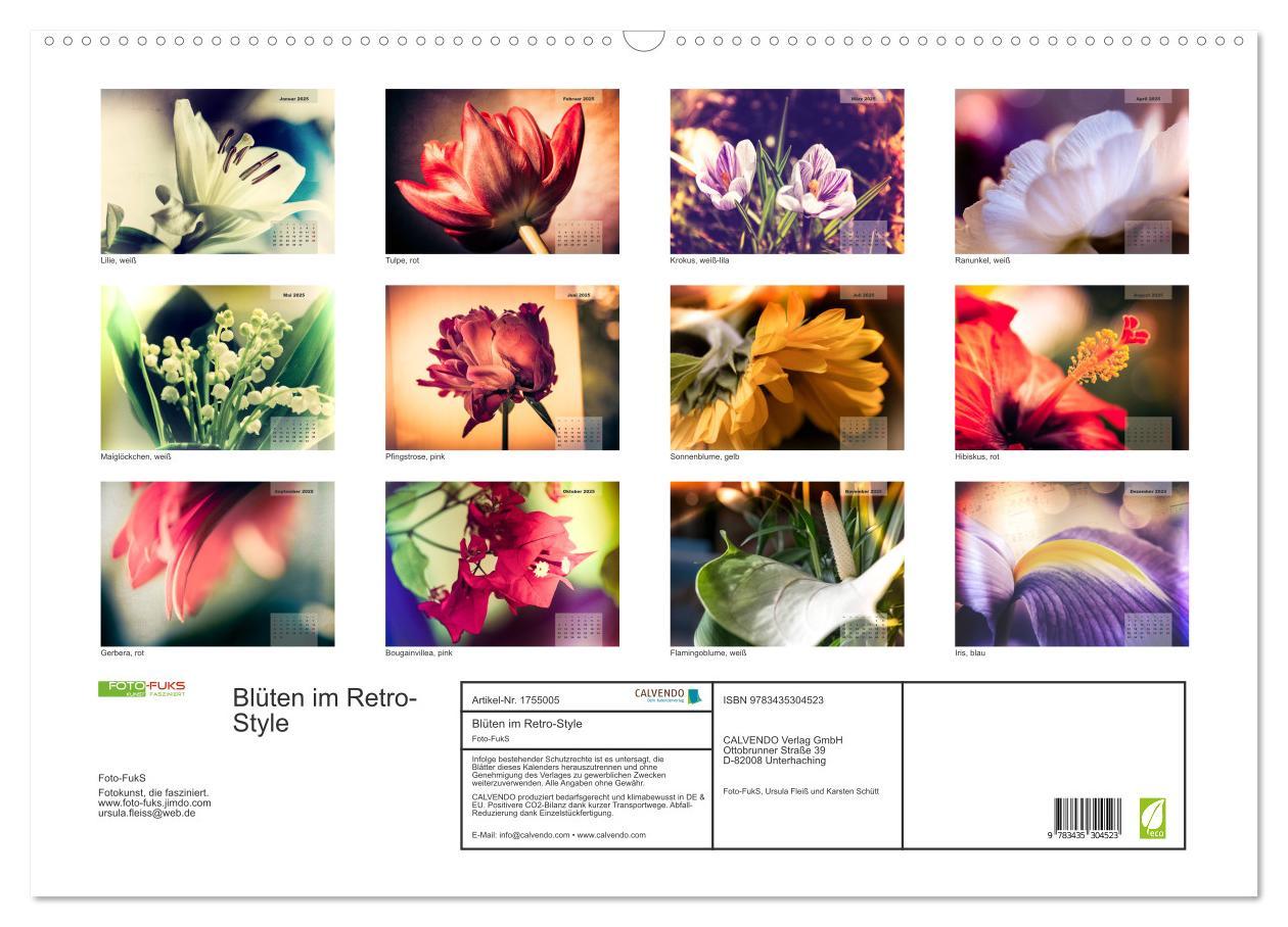 Bild: 9783435304523 | Blüten im Retro-Style (Wandkalender 2025 DIN A2 quer), CALVENDO...