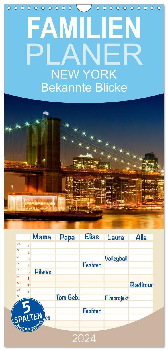 Cover: 9783383113796 | Familienplaner 2024 - NEW YORK Bekannte Blicke mit 5 Spalten...