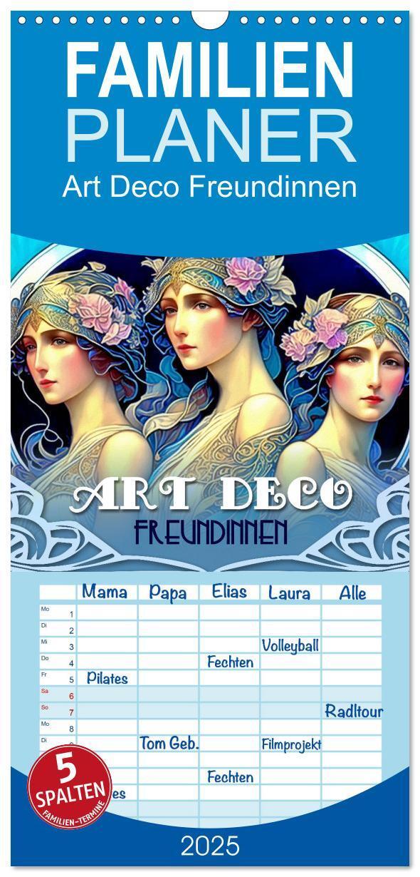 Cover: 9783457096901 | Familienplaner 2025 - Art Deco Freundinnen mit 5 Spalten...