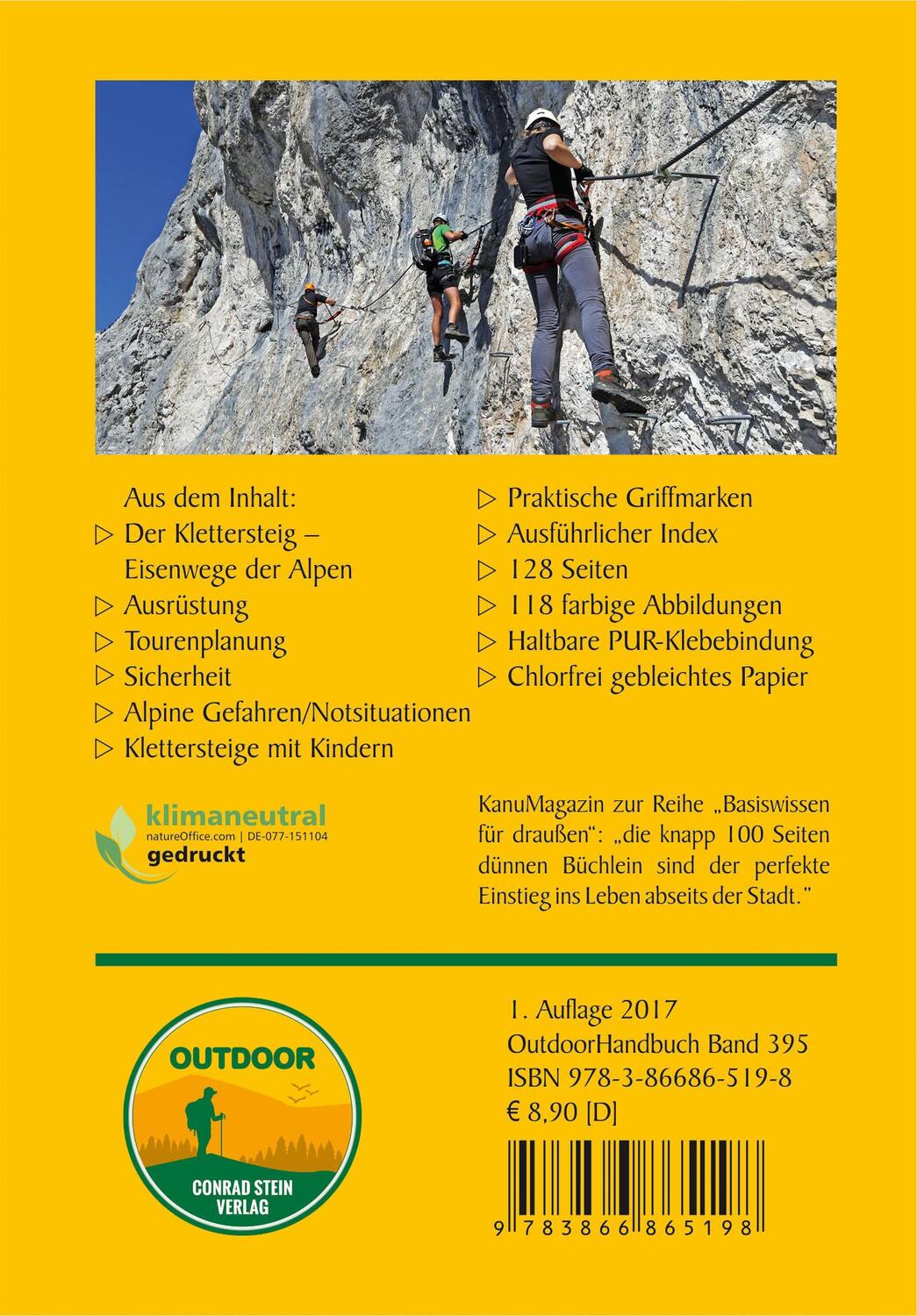 Rückseite: 9783866865198 | Klettersteiggehen | Ausrüstung · Sicherheit · Tourenplanung | Rupp