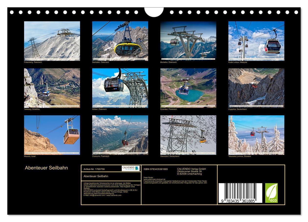 Bild: 9783435361885 | Abenteuer Seilbahn (Wandkalender 2025 DIN A4 quer), CALVENDO...