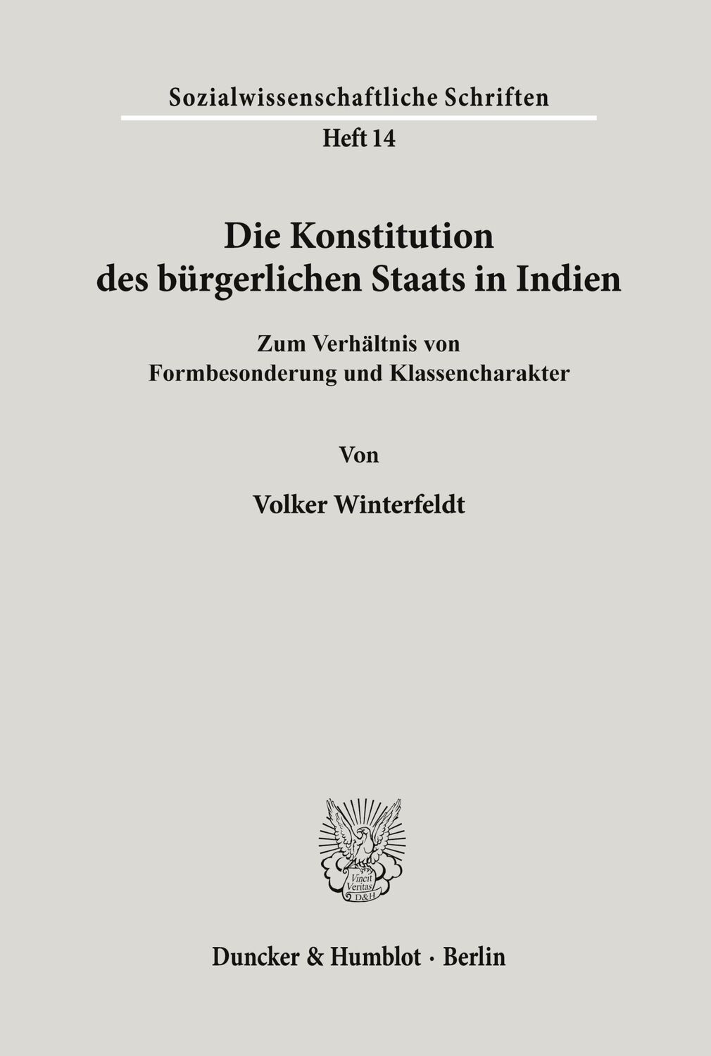 Cover: 9783428061716 | Die Konstitution des bürgerlichen Staats in Indien. | Winterfeldt