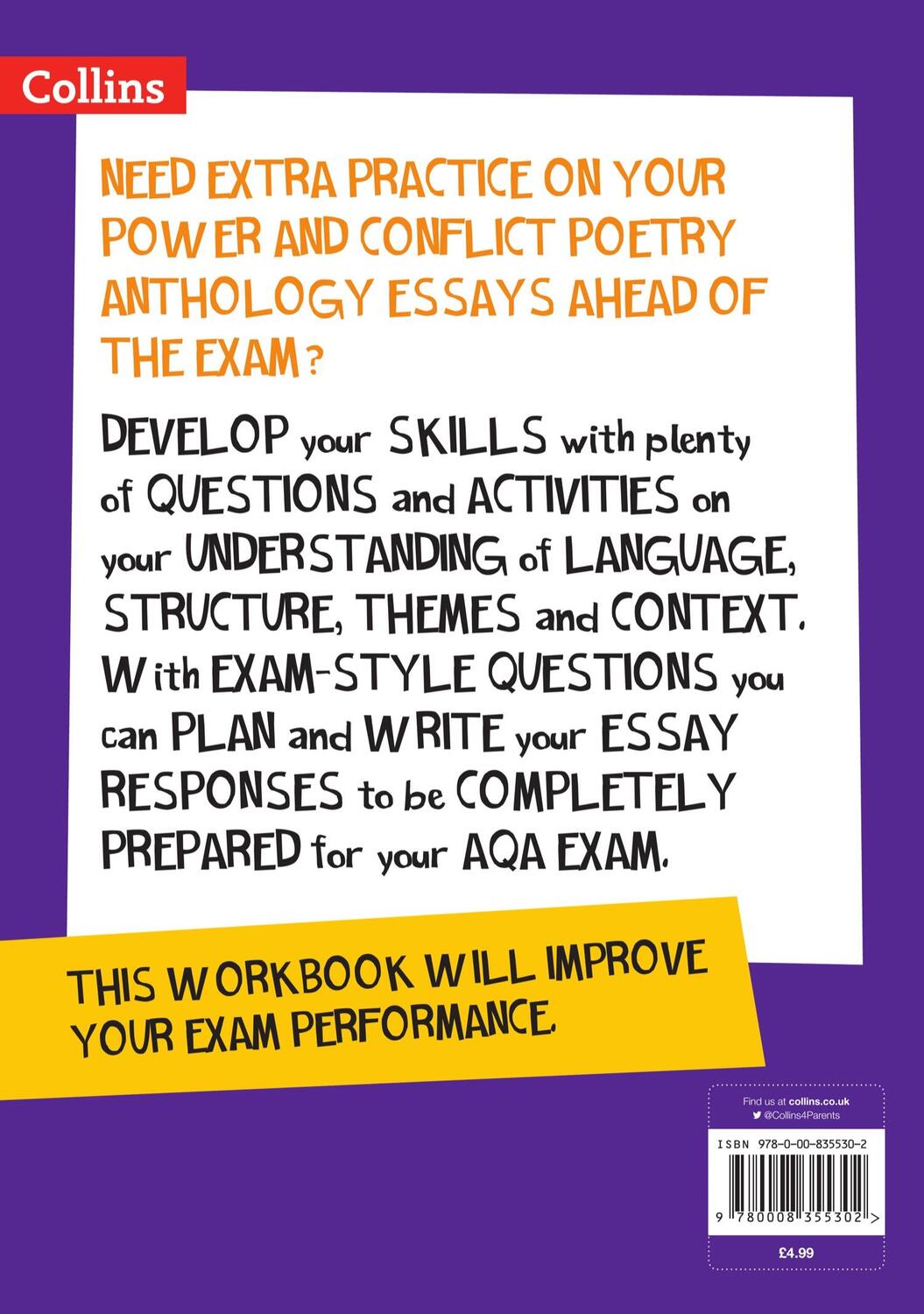 Rückseite: 9780008355302 | AQA Poetry Anthology Power and Conflict Workbook | Collins Gcse | Buch