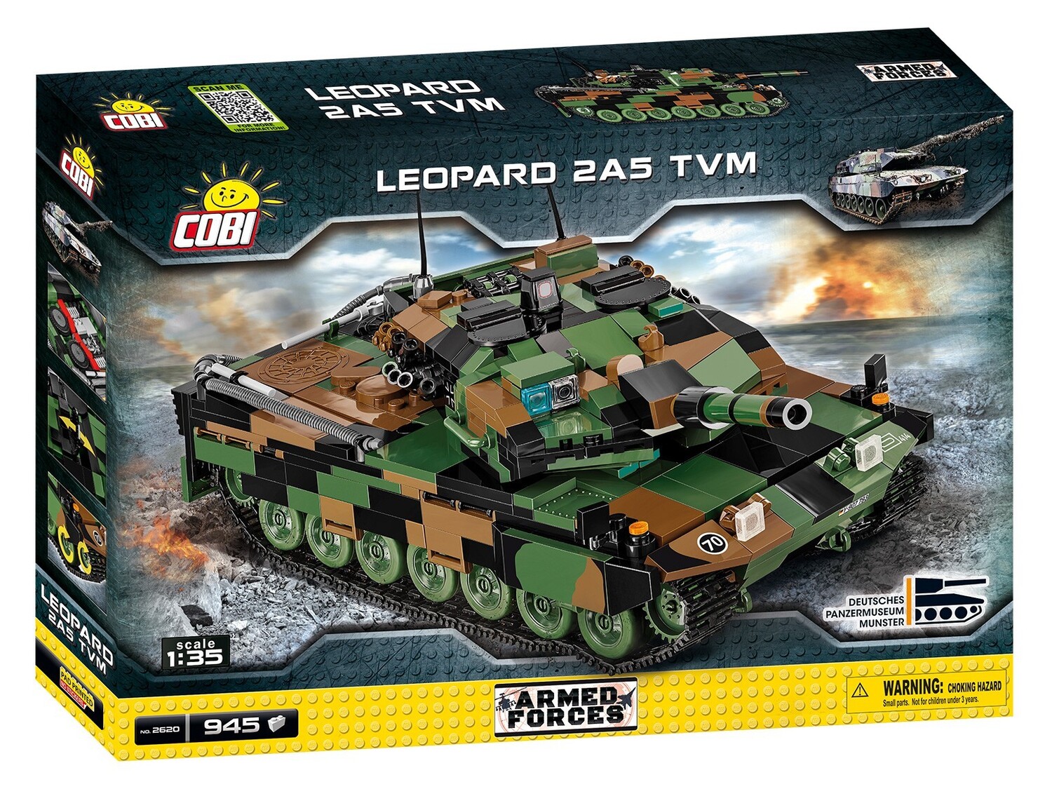 Cover: 5902251026202 | COBI 2620 - Armed Forces, Leopard 2A5 TVM, Panzer 945 Klemmbausteine