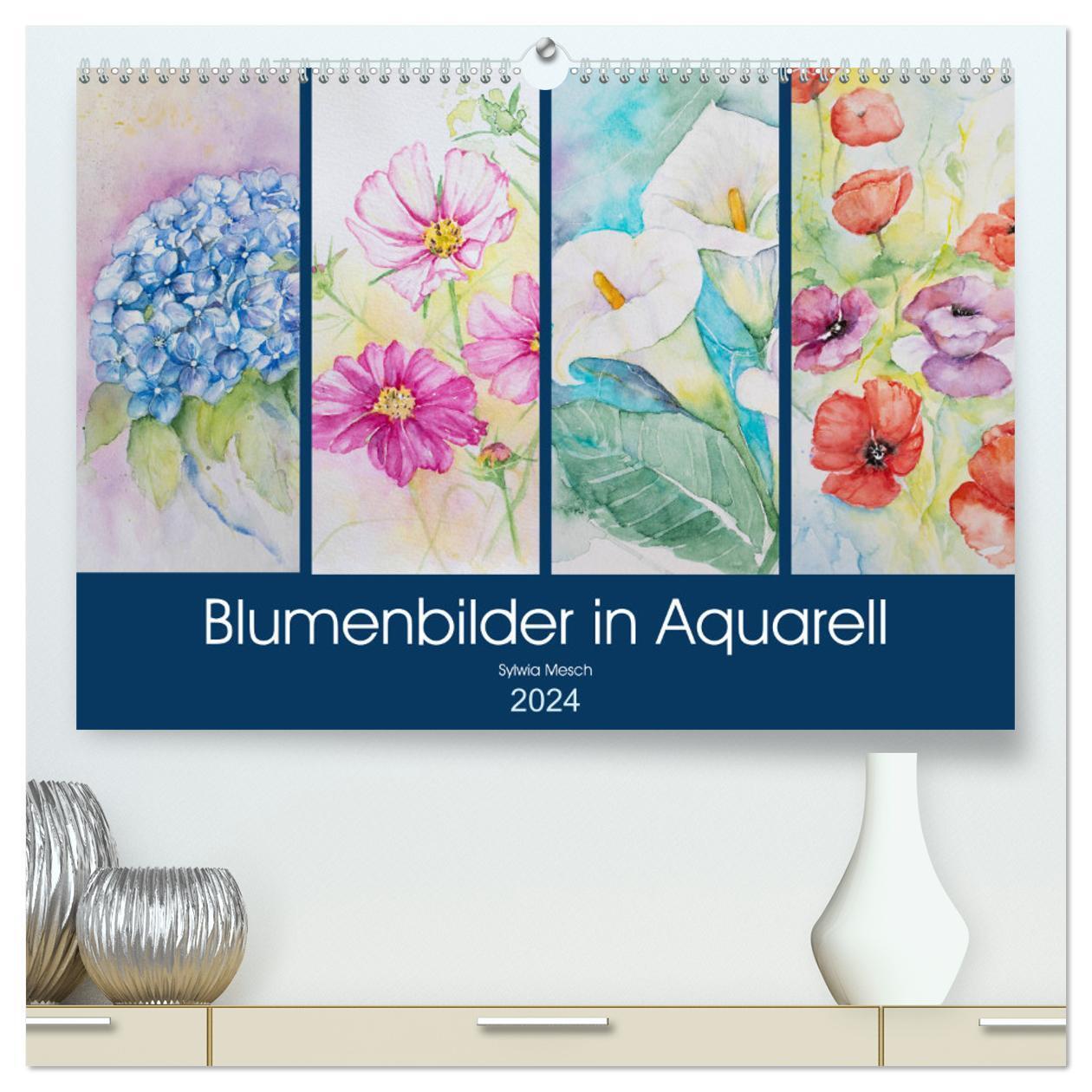 Cover: 9783383099663 | Blumenbilder in Aquarell (hochwertiger Premium Wandkalender 2024...