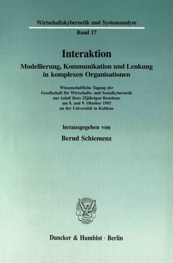 Cover: 9783428082001 | Interaktion. | Bernd Schiemenz | Taschenbuch | 289 S. | Deutsch | 1994