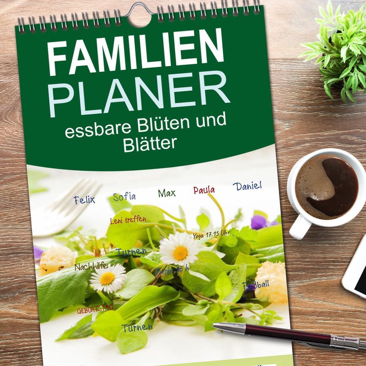 Bild: 9783457102732 | Familienplaner 2025 - essbare Blüten und Blätter mit 5 Spalten...