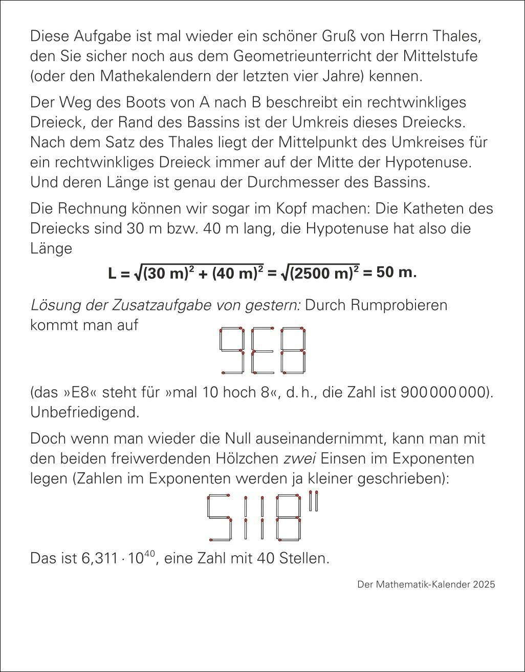Bild: 9783840034466 | Der Mathematik-Kalender Tagesabreißkalender 2025 - Nachts teile ich...