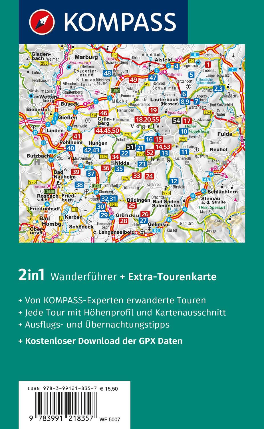 Rückseite: 9783991218357 | KOMPASS Wanderführer Vogelsberg-Wetterau, 55 Touren | Kay Tschersich