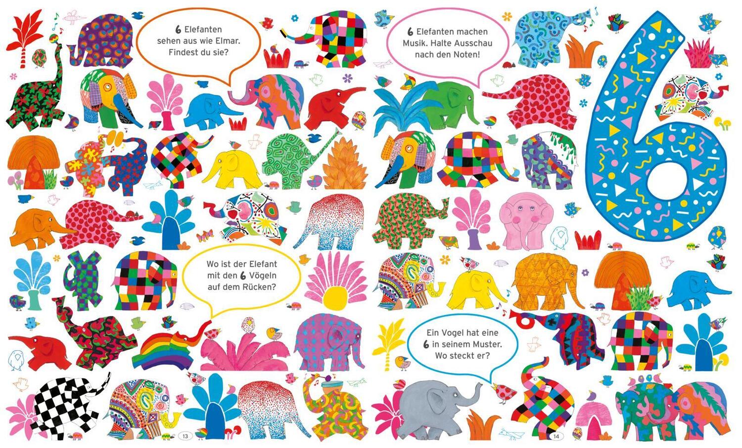 Bild: 9783522460361 | Elmar: Mein Zahlensuchbuch | Zählen lernen mit dem bunten Elefanten