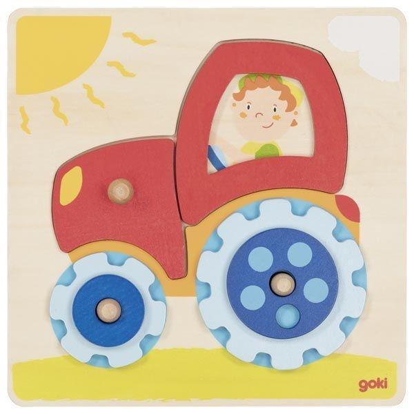 Cover: 4013594577021 | Steckpuzzle Traktor | 20 x 20 cm, Sperrholz, 6 Teile | Spiel | Goki