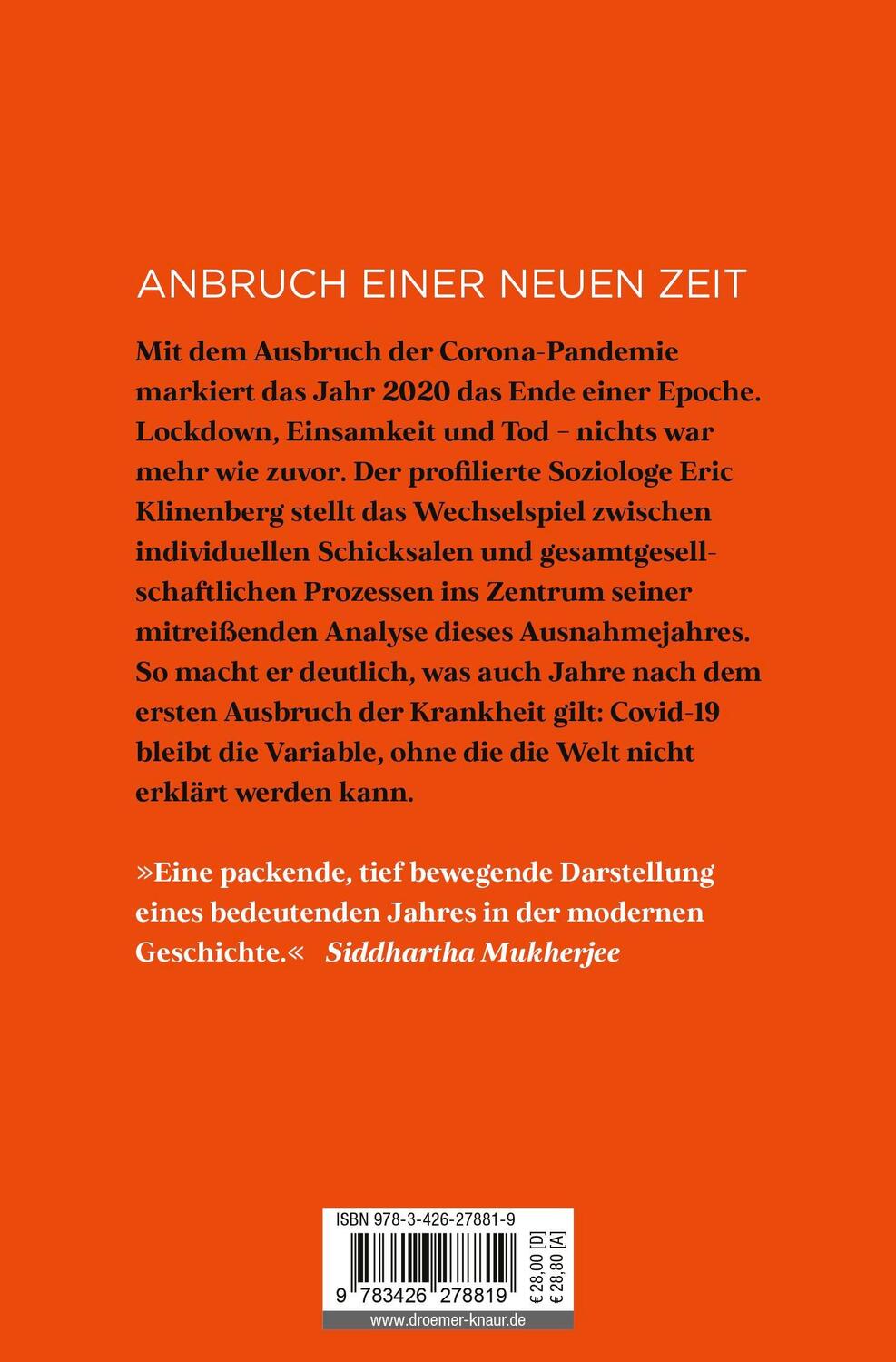 Rückseite: 9783426278819 | 2020 Das Jahr, das die Welt veränderte | Eric Klinenberg | Taschenbuch